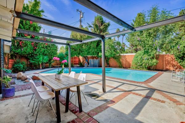 The pool and outdoor entertainment space.