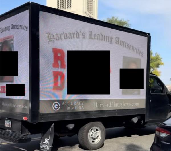 A “doxxing truck” drove around the campus of Harvard University with digital billboards that display the names and photos of students who allegedly signed the letter.