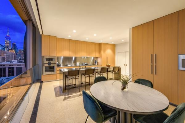 Interior of a kitchen inside the penthouse. 