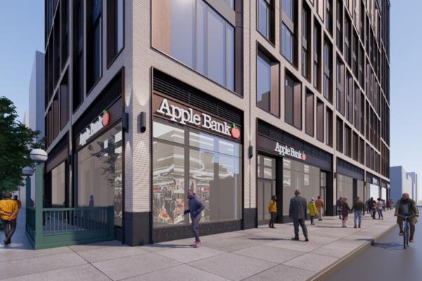 A rendering of Apple Bank's new location at 278 Eighth Ave.